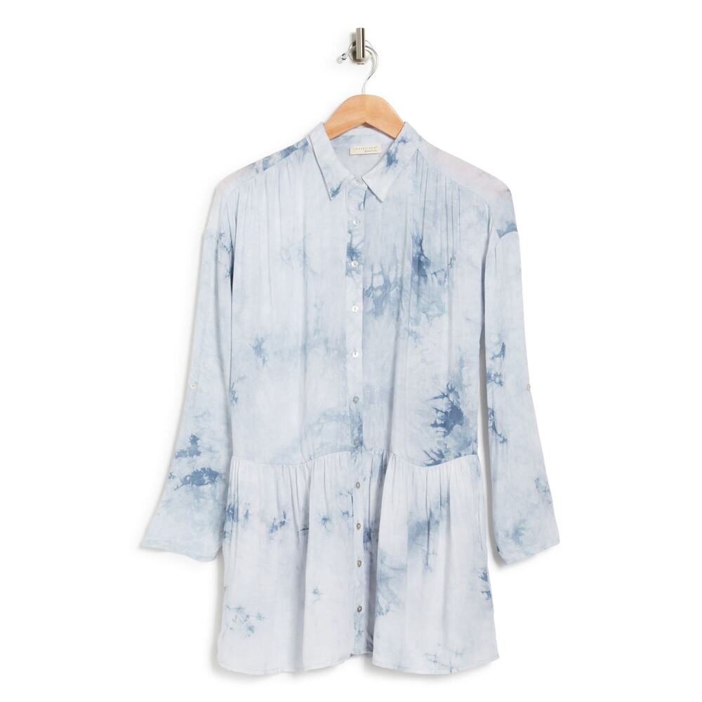 Love Stitch Blue & White Tie Dye Drop Waist Dress Top
